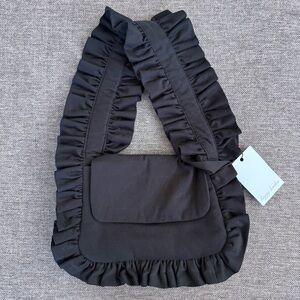 Baggy London Baguette Flap Bag in Black Canvas